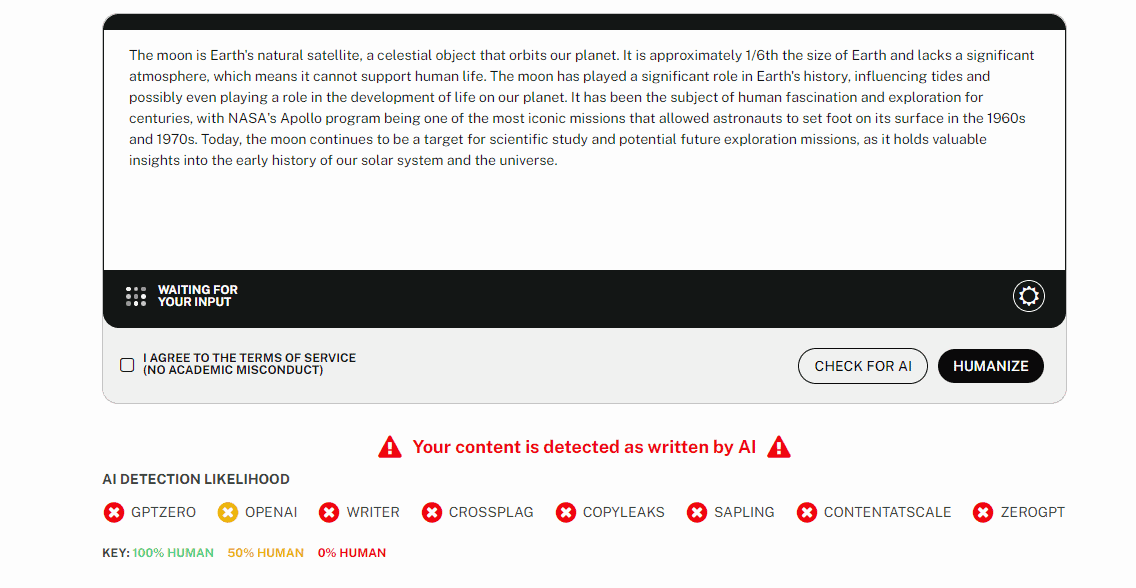 The content was detected as written by AI with Undetectable AI