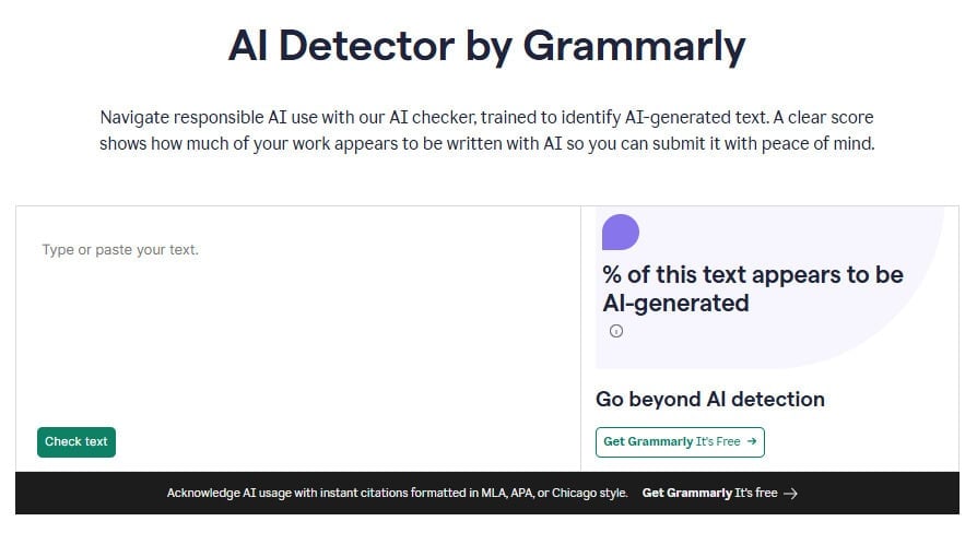 Screenshot of the Grammarly tool dashboard
