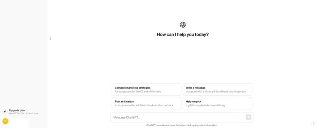 ChatGPT interface