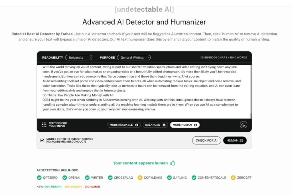 El contenido fue detectado como escrito por humanos con IA Indetectable