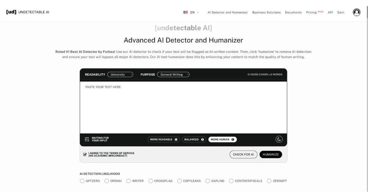Undetectable AI's AI Detector and Humanizer