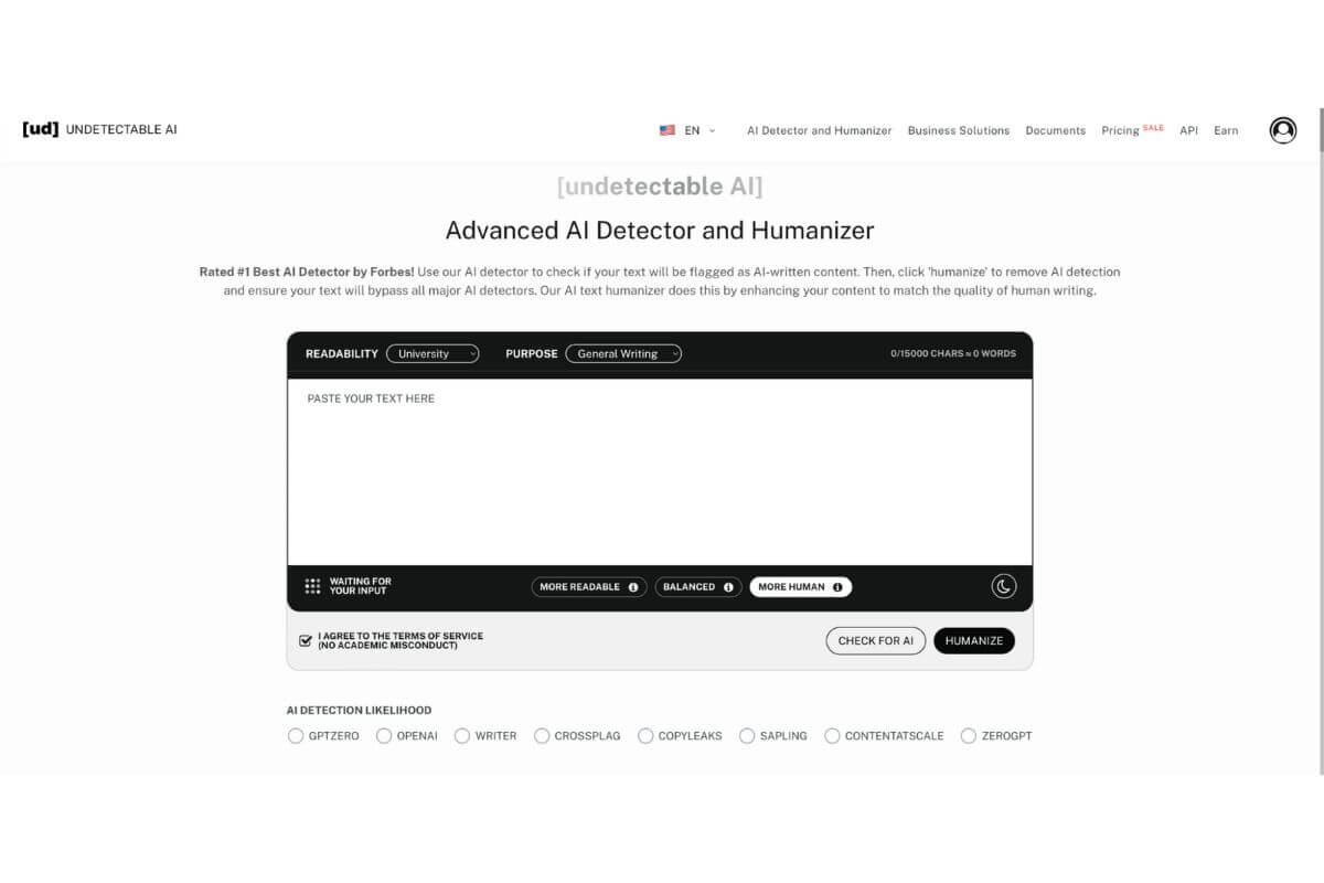 Undetectable AI's AI Detector and Humanizer