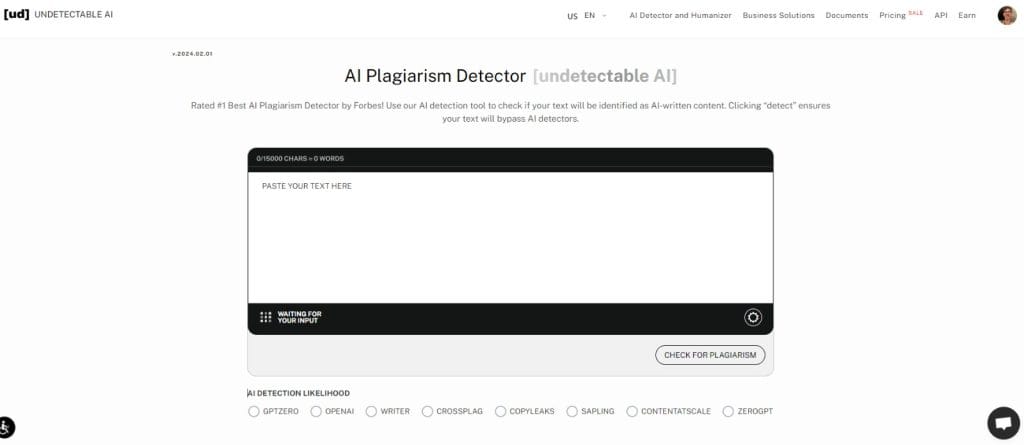 Undetectable AI's AI Plagiarism Checker