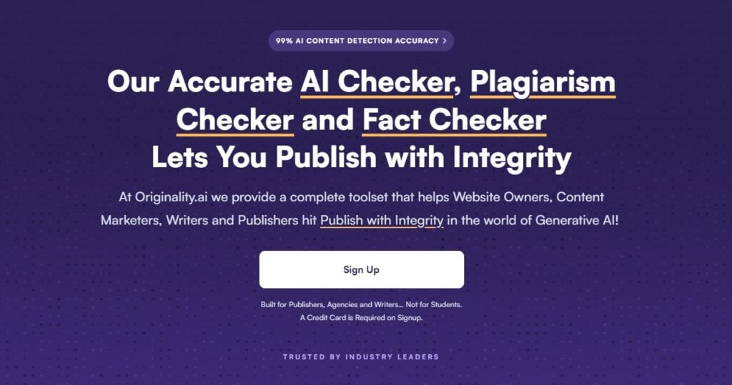The 6 Best AI Detectors For Teachers to Improve Academic Integrity in 2025 6 Originality.ai homepage