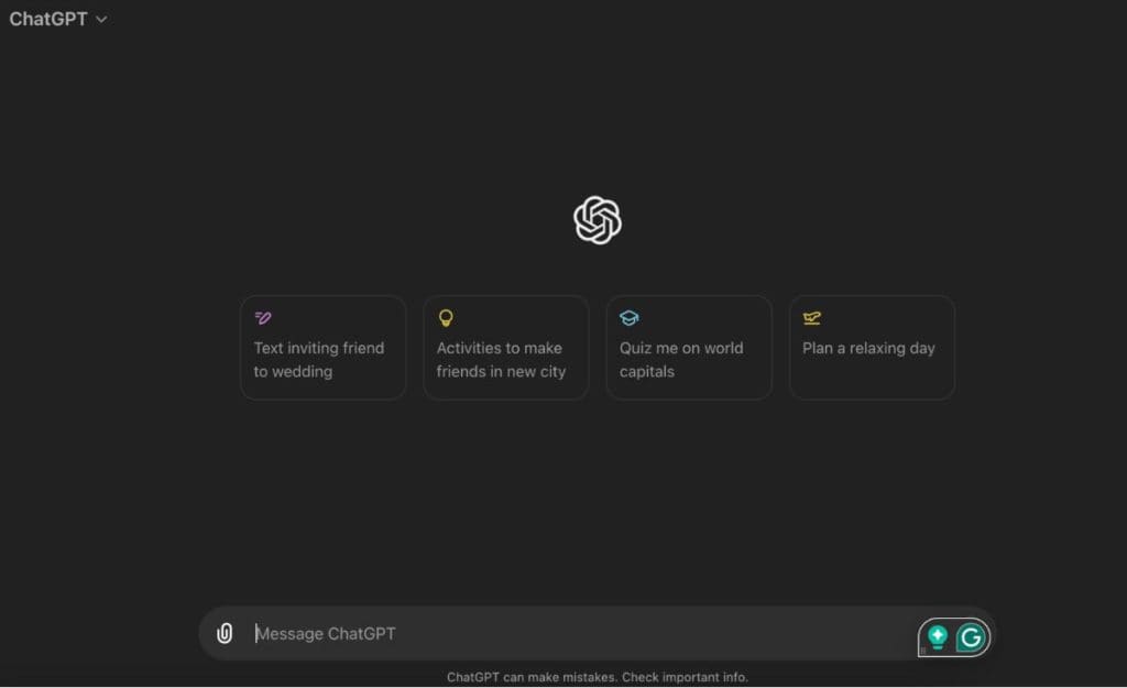 ChatGPT interface