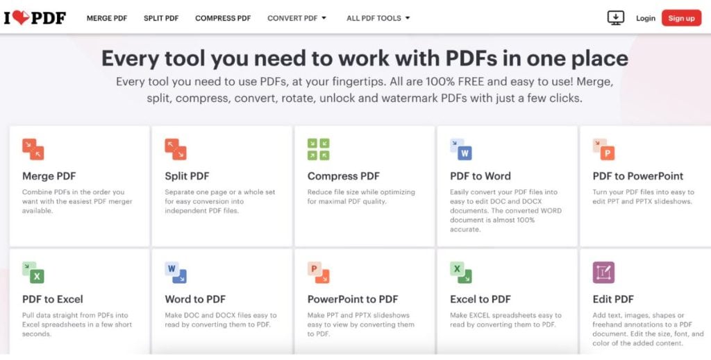 I Love PDF homepage
