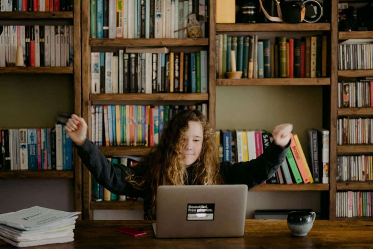 A student celebrating