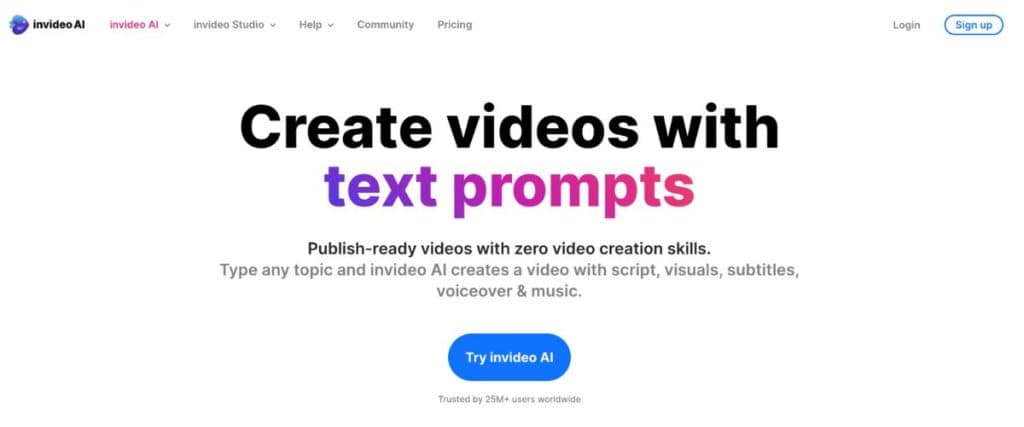 InVideo AI homepage