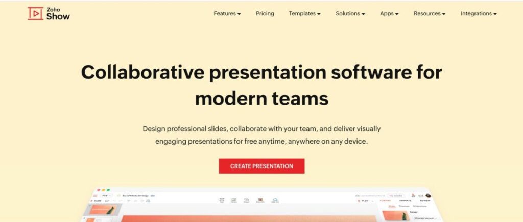 Die 8 besten AI Powerpoint-Generatoren (und ihre Kosten) 11 Zoho Homepage anzeigen