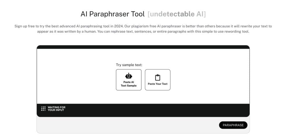 Undetectable AI's AI Paraphraser Tool