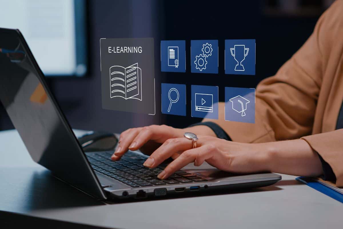 Elearning technology concept online education webinar online courses