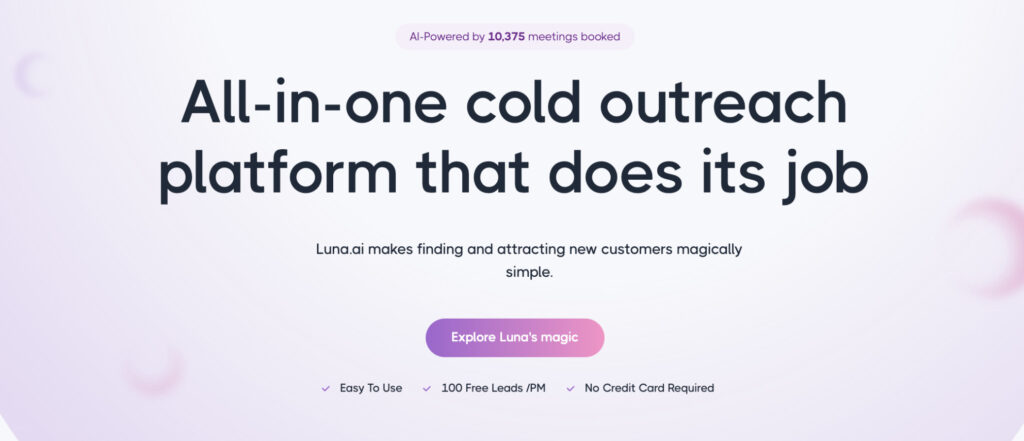 Luna AI homepage