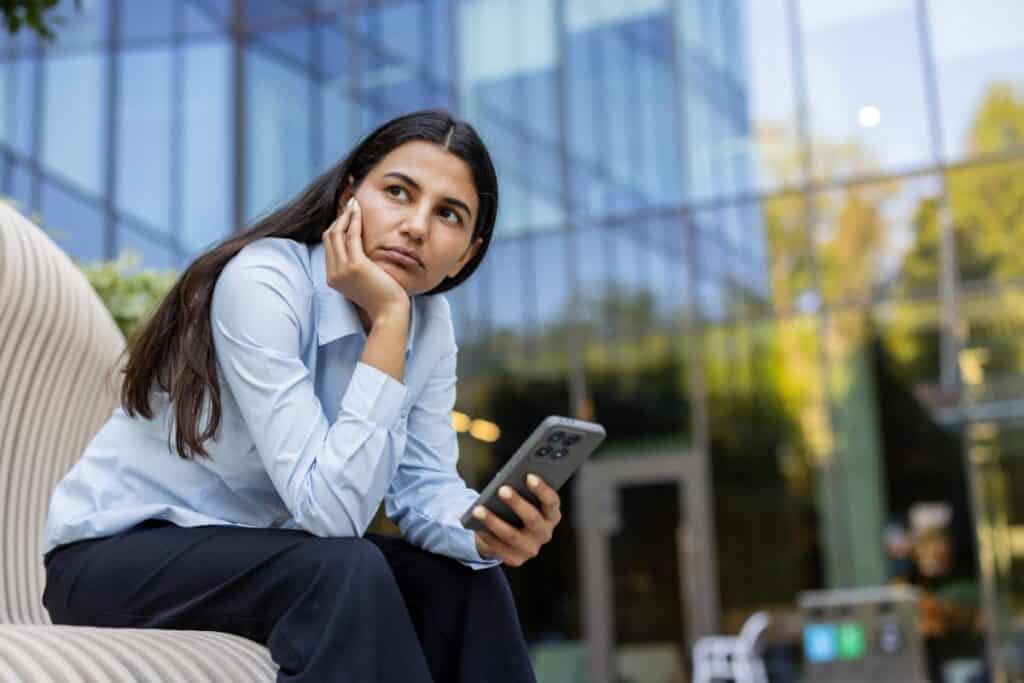 Young businesswoman with a serious expression