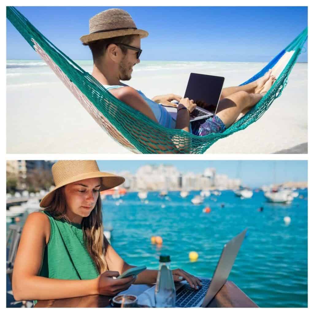 Man and Woman Working Remotely