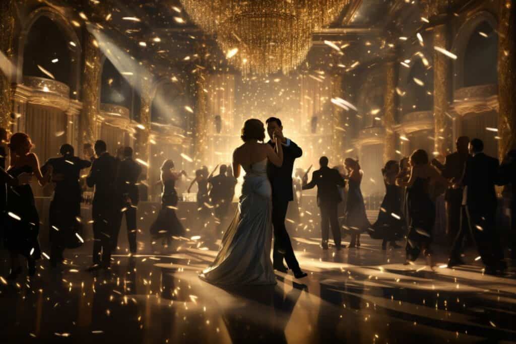 Elegant new years eve ballroom celebration