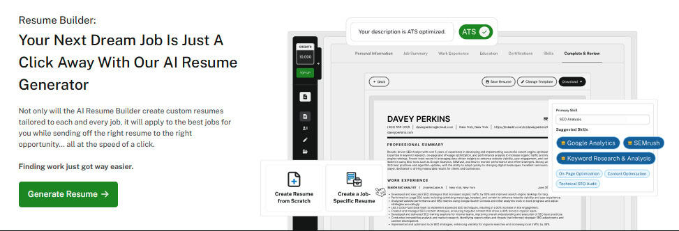 Undetectable AI-powered resume builder generator