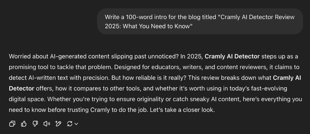 Recensione di Cramly 2025: Rivelatore AI testato e valutato 7 Recensione Cramly 2025: AI Detector testato e valutato cramly recensione