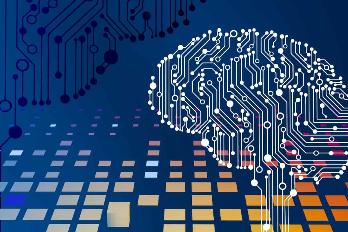 Abstract line art of a brain structure in a stock image