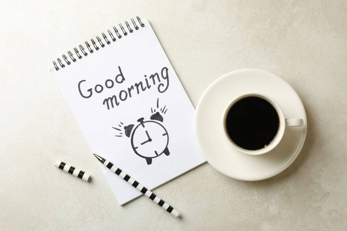 notebook with text good morning