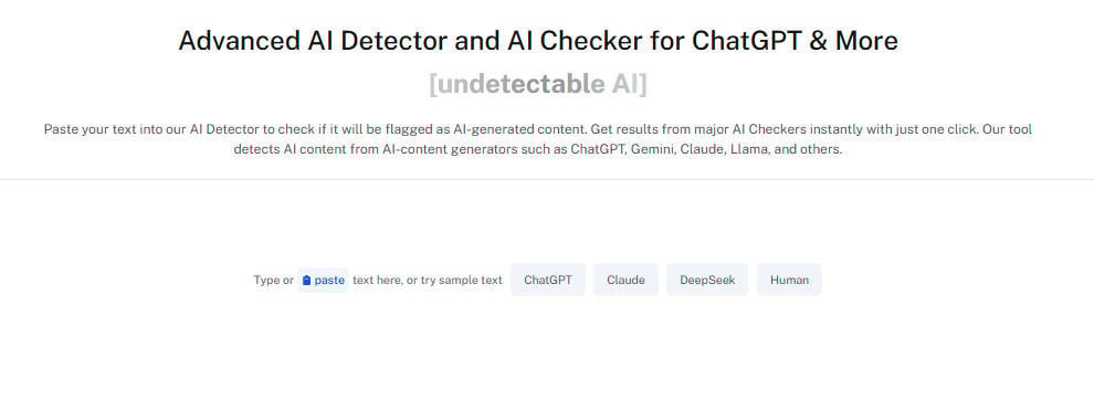 Screenshot of an advanced AI detector and AI checker interface