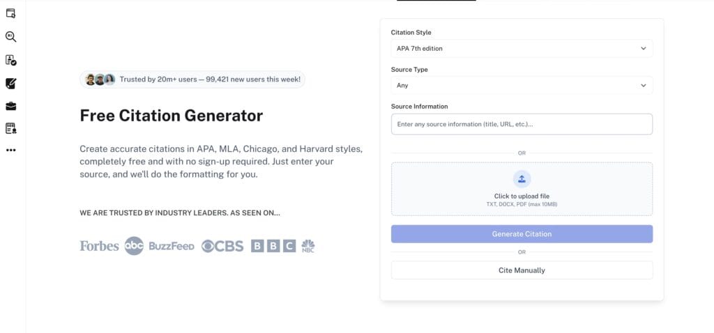 Undetectable AI's Citation Generator screenshot
