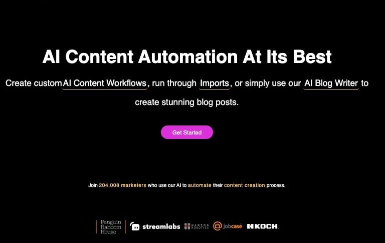 Captura de tela do painel de controle do ContentBot.ai