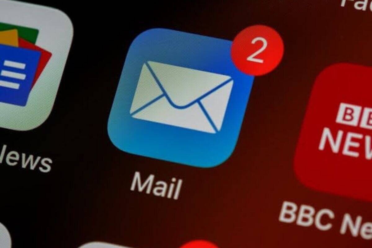 Close-up view of mail application interface