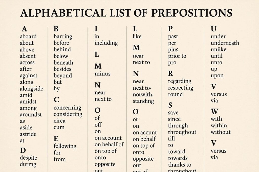 Elenco delle preposizioni nella grammatica inglese + esempi 7 Elenco delle preposizioni nella grammatica inglese + esempi elenco delle preposizioni