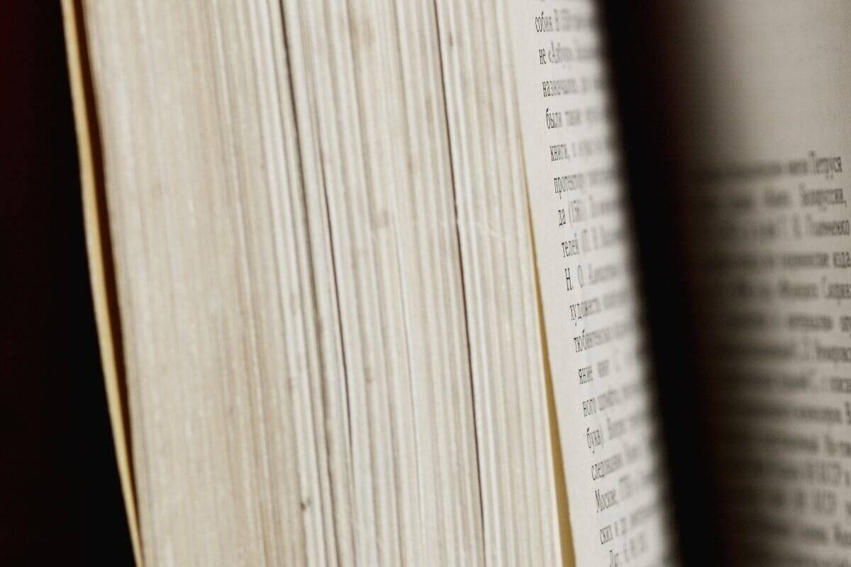 Close-up of book pages flipping