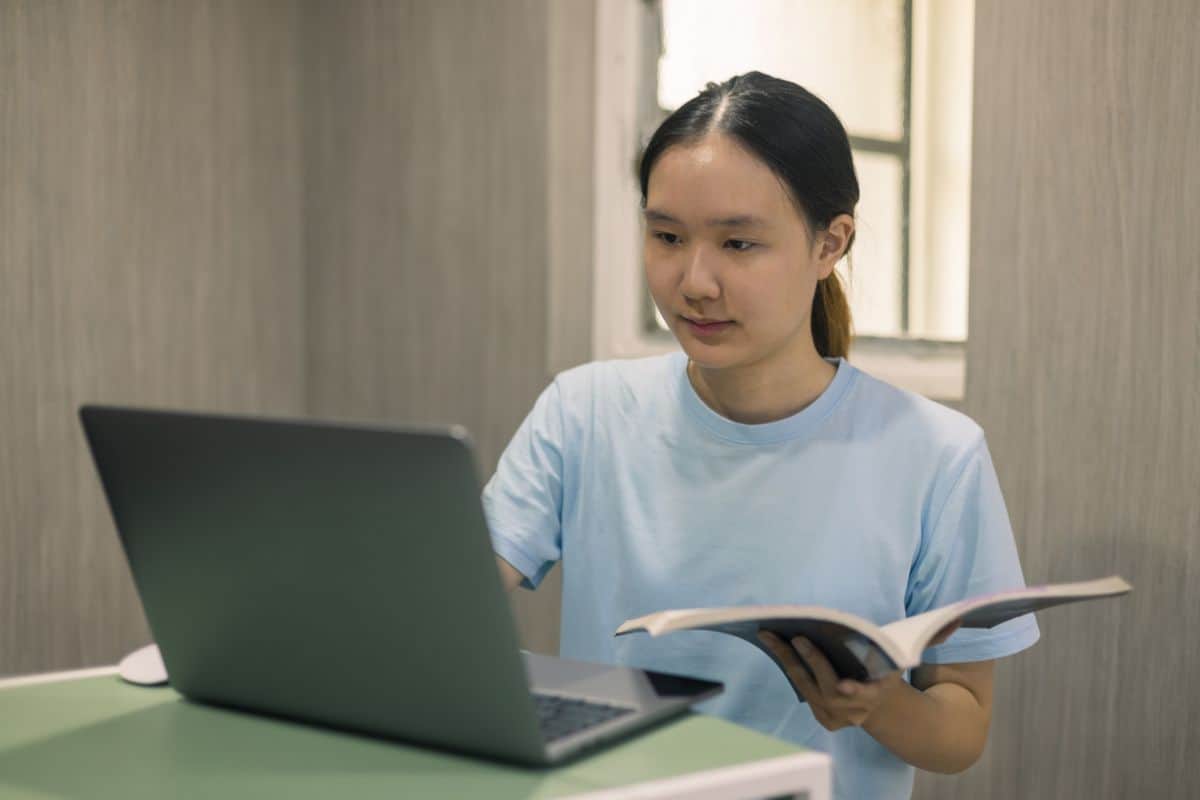 Young student eagerly enters the classroom ready to immerse themselves