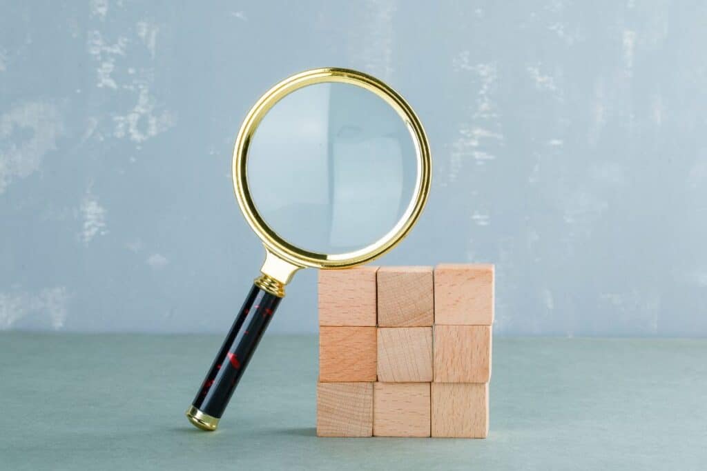 Conceptual of search with wooden blocks