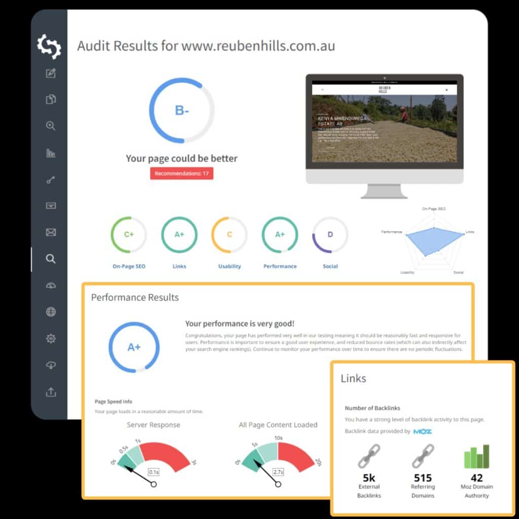 Análise do SEOptimer: Análise completa da ferramenta de SEO 5 Captura de tela da ferramenta SEOptimer