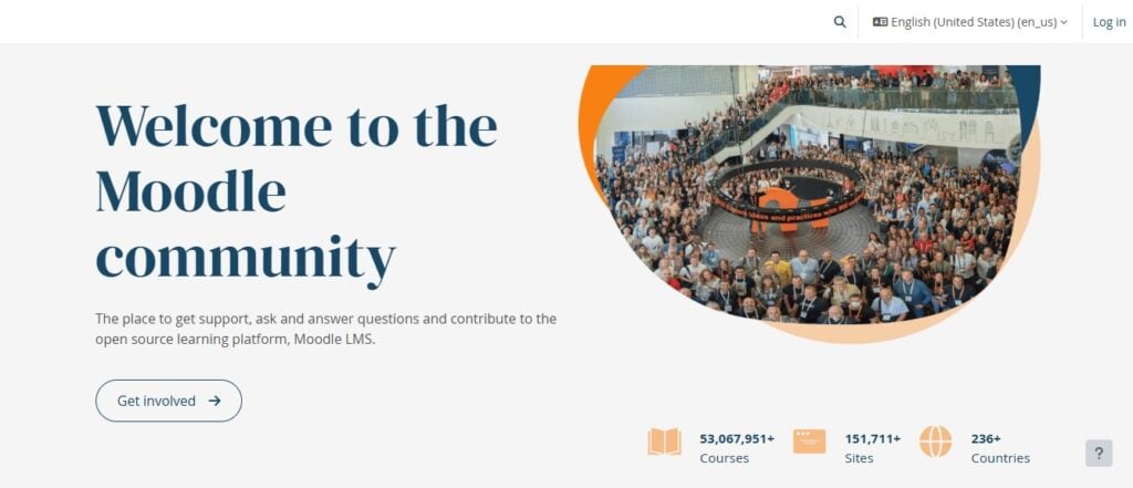 Homepage screenshot of 'Welcome to the Moodle Community'