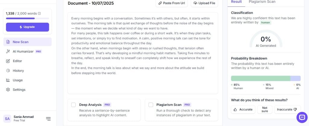 Recensione di DetectGPT: Analisi onesta e approfondimenti chiave 8 Screenshot showing Block 3 AI-generated result