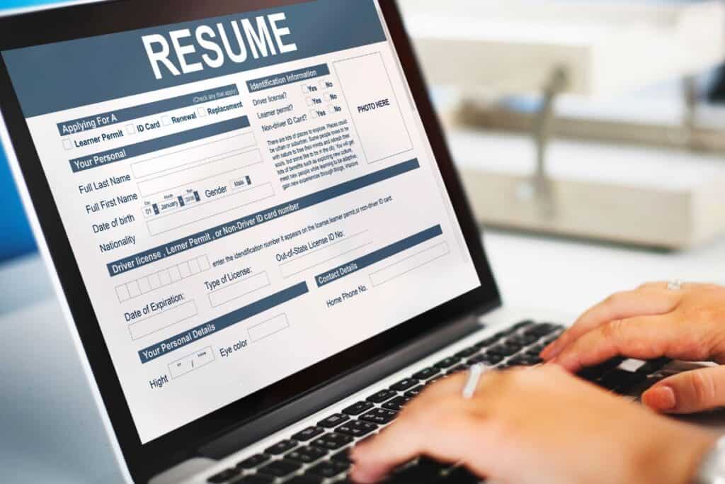 Resume application employment form concept