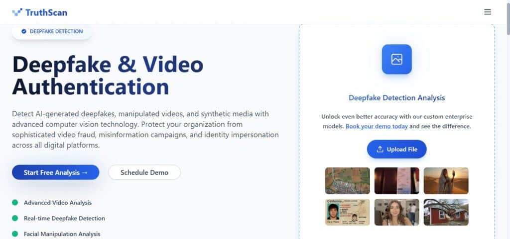 Screenshot of TruthScan Deepfake and Video Authentication