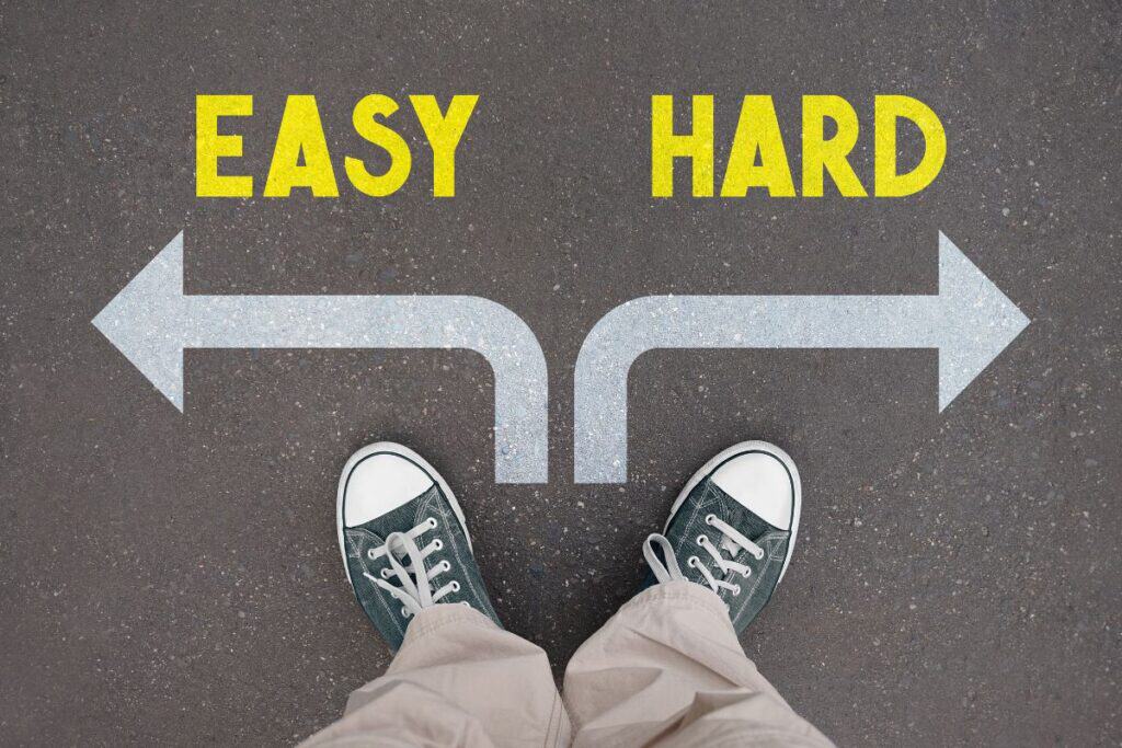 Easy and hard concept legs with trainer shoes