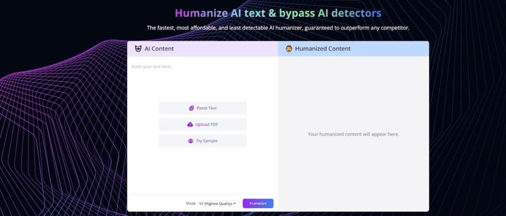Screenshot of Grubby AI review