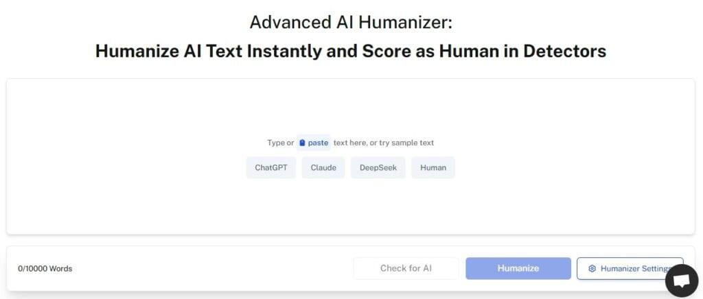 Screenshot of Undetectable AI's Advanced AI Humanizer