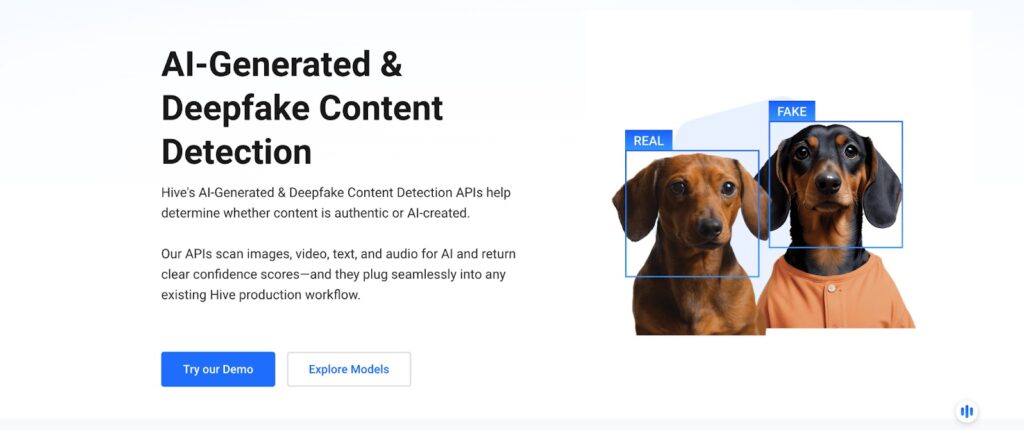 Hive AI Detector Review: Wie genau ist es im Jahr 2025? 2 Hive AI homepage screenshot