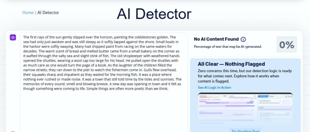 Copyleaks Sample 2 Creative AI Text result screenshot