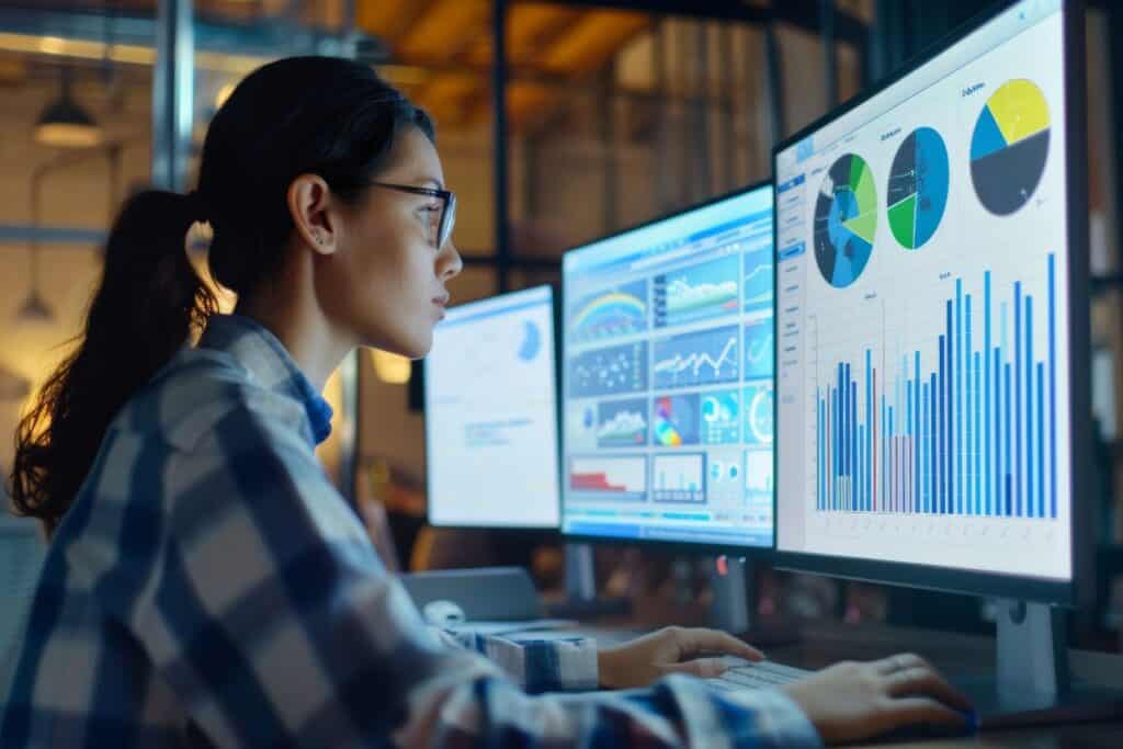 Employee using ai software for personalized training and progress