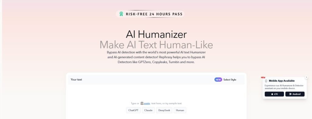 Honest Rephrasy AI Review: Full Breakdown & Insights 2 Honest Rephrasy homepage screenshot