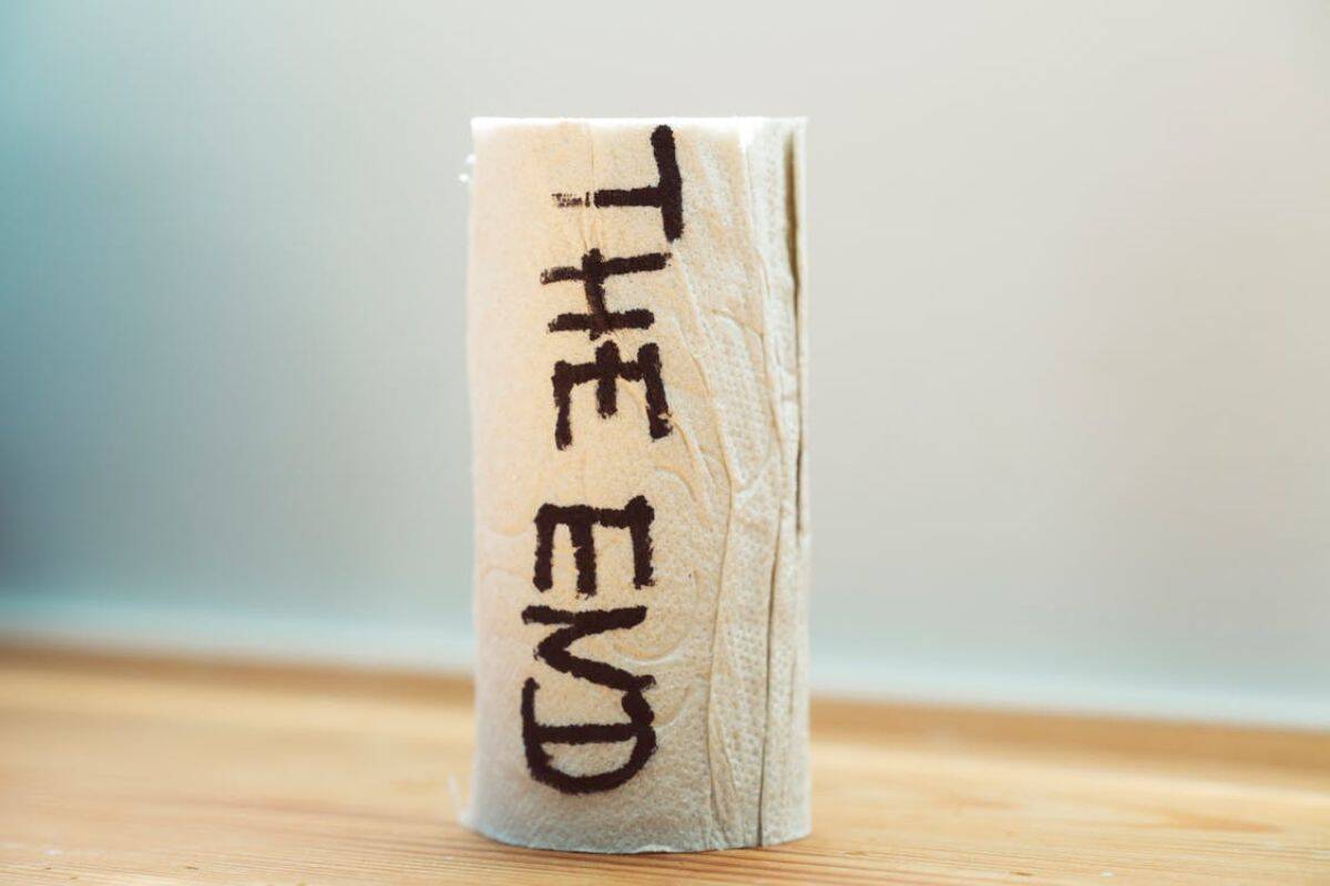 ‘The end’ written on tissue illustration
