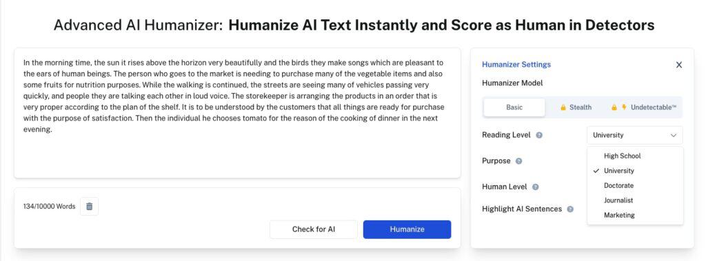 Screnshot of AI Humanizer for aluminium or aluminum