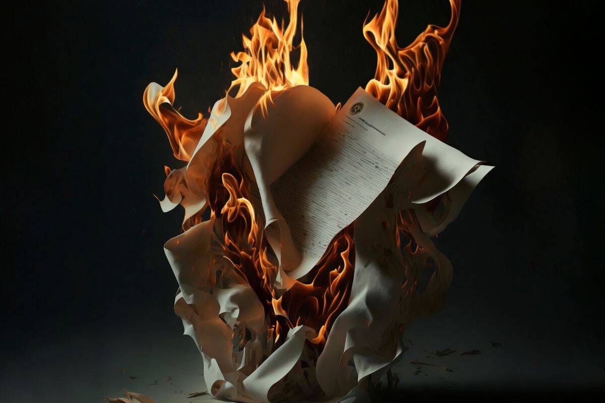Close up on burnt paper
