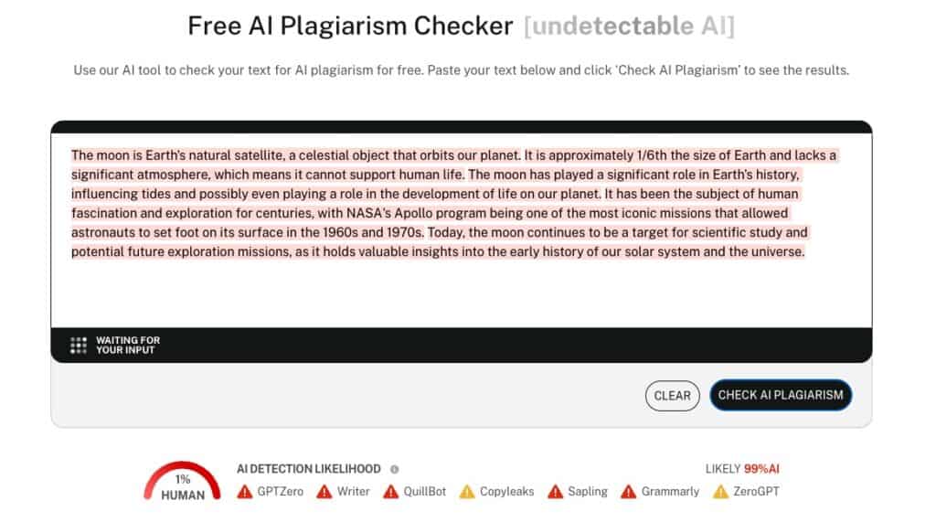Screenshot of Plagiarism Checker for Aluminum or Aluminium