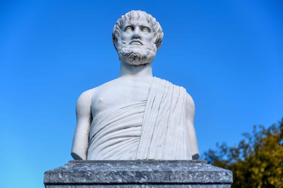 Statue of aristotle in olympiada village halkidiki greece