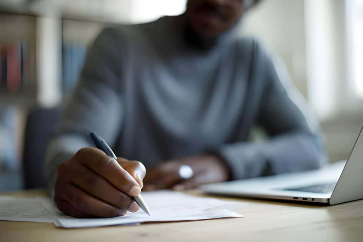 man writing