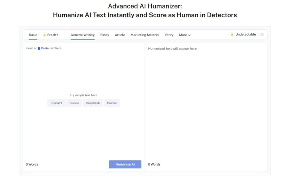 Screenshot of AI Humanizer